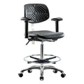 Clean Room Chair Ergonomic Chair, Adjustable Arms, 24-1/2" to 34-3/4" Height, Vinyl, Black