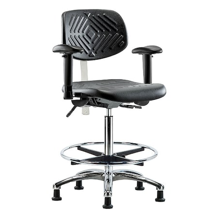 Clean Room Chair Ergonomic Chair, Adjustable Arms, 24-1/2" to 34-3/4" Height, Vinyl, Black