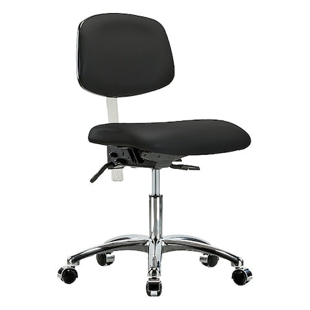 Clean Room Chair Ergonomic Chair, No Arms, 19" to 24" Height, Polyurethane, Vinyl, Black