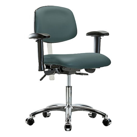 Clean Room Chair Ergonomic Chair, Adjustable Arms, 19" to 24" Height, Polyurethane, Vinyl