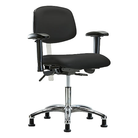 Clean Room Chair Ergonomic Chair, Adjustable Arms, 19" to 24" Height, Polyurethane, Vinyl, Black