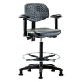 High Bench Chair Ergonomic Chair, Adjustable Arms, 23-1/4" to 33-1/4" Height, Polyurethane, Black