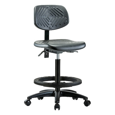 High Bench Chair Ergonomic Chair, No Arms, 23-1/4" to 33-1/4" Height, Polyurethane, Black