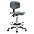 Ergonomic Chair, Polyurethane, Black, 24-1/2 in to 34-3/4 in Seat Height, No Arms Arms, Rolling