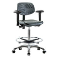Ergonomic Chair, Polyurethane, Black, 24-1/2 in to 34-3/4 in Seat Height, 6-Way Adjustable Arms