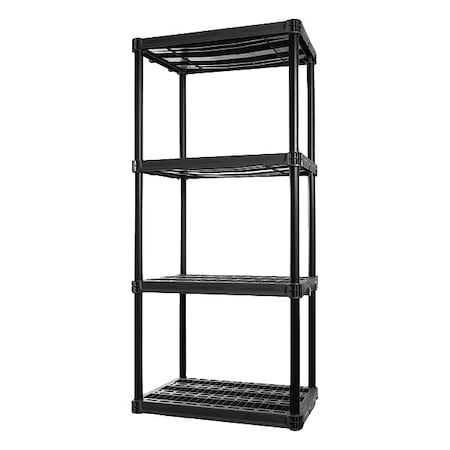 Shelf Unit, 24 in D, 36 in W, 73 in H, 4 Shelves, Black