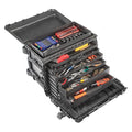Rolling Tool Box, 7-Drawers, Plastic, Black, 25 in W x 16 in D x 19 in H