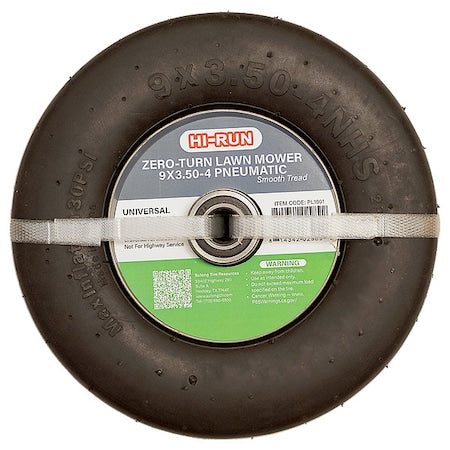 9X3.50-4 Lawn Mower Tire, Smooth, 30 psi