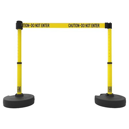 Belt Barrier System, Red, 15 ft Length, 22 in to 42 in Adjustable Post Height