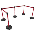 Belt Barrier System, Yellow, 15 ft Length, 22 in to 42 in Adjustable Post Height, Caution