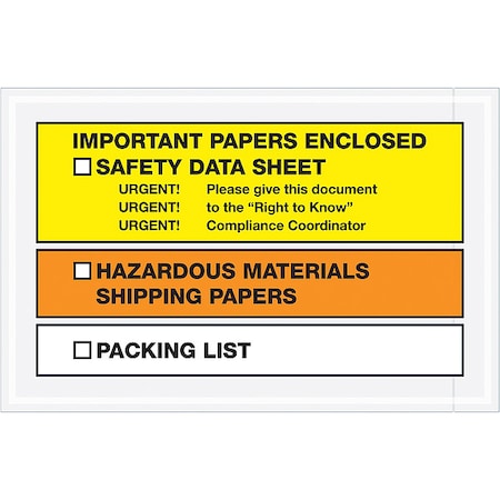 PackingListEnvelopes, Org/Ylw, PK1000