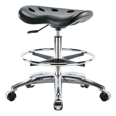 Stool, Polyurethane, Black, 20 in to 27 1/2 in Seat Height
