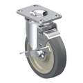 Plate Caster, Swivel, Rubber, 4 11/16"H