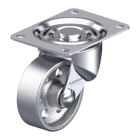 Plate Caster, Rigid, Iron, 3 13/16"H