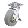Plate Caster, Swivel, Rubber, 5 5/8"H