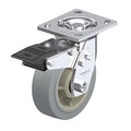 Plate Caster, Swivel, Rubber, 5 5/8"H