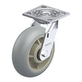 Plate Caster, Swivel, Rubber, 7 1/2"H