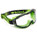 Safety Goggles, Clear Lens, Anti-Fog & Anti-Scratch, Non-Vented, Wave technology fit, Universal Series, Green