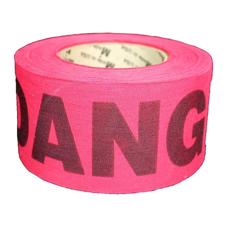 Barricade Tape, Danger, Red, 2 in Wide x 135 ft Length, Wood Fiber, 5 mil