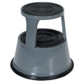 Rolling Step Stool - Gray, 2 Steps, 17.125 Overall Height, Steel, Gray