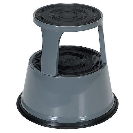 Rolling Step Stool - Gray, 2 Steps, 17.125 Overall Height, Steel, Gray
