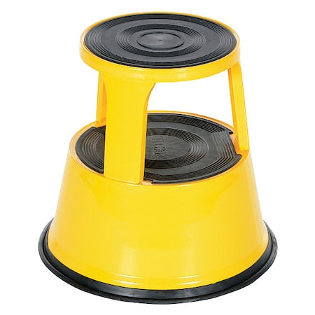 Rolling Step Stool - Yellow, 2 Steps, 17.125 Overall Height, Steel, Yellow