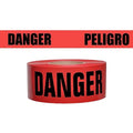 Barricade Tape, Danger/Peligro, Red, 3 in Wide x 1, 000 ft Length, Polyethylene, 3 mil