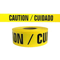 Barricade Tape, Caution/Cuidado, Yellow, 3 in Wide x 1, 000 ft Length, Polyethylene, 2 mil