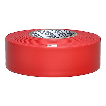 Flagging Tape, No Legend, Red, 1 3/16 in Wide x 300 ft Length, Vinyl, 2.5 mil