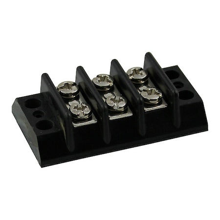 Terminal Strip, 3 Pole, 2 Row, 20 A, 300 V AC, 12 AWG, Screw Termination