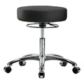 Desk Stool, Vinyl, Chrome, Casters, BLK