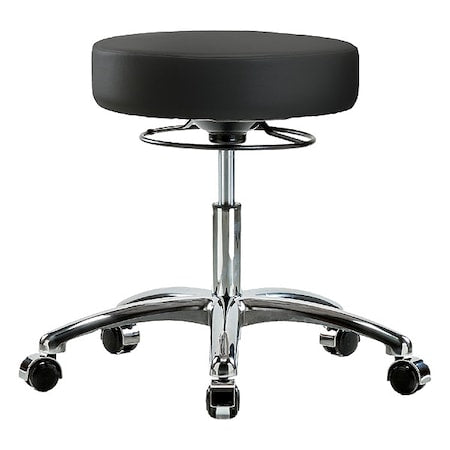 Desk Stool, Vinyl, Chrome, Casters, BLK