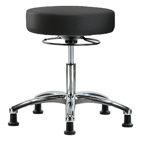 Desk Stool, Vinyl, Chrome, Glides, BLK