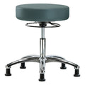 Desk Stool, Vinyl, Chrome, Glides, Blu