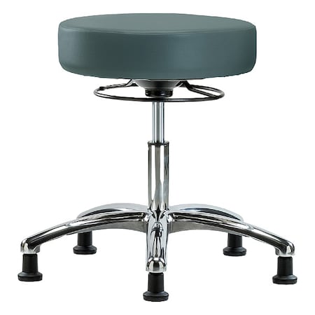 Desk Stool, Vinyl, Chrome, Glides, Blu