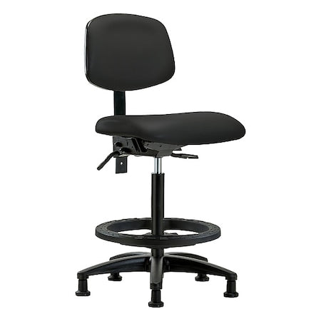 High Bench Chair Ergonomic Chair, No Arms, 25" to 34-1/2" Height, Vinyl, Black