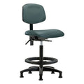 High Bench Chair Ergonomic Chair, No Arms, 25" to 34-1/2" Height, Vinyl, Colonial Blue