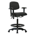 High Bench Chair Ergonomic Chair, Adjustable Arms, 25" to 34-1/2" Height, Vinyl, Black