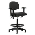 High Bench Chair Ergonomic Chair, Adjustable Arms, 25" to 34-1/2" Height, Vinyl, Black