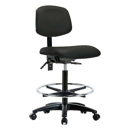 High Bench Chair Ergonomic Chair, No Arms, 25" to 34-1/2" Height, Vinyl, Black
