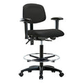 High Bench Chair Ergonomic Chair, Adjustable Arms, 25" to 34-1/2" Height, Vinyl, Black