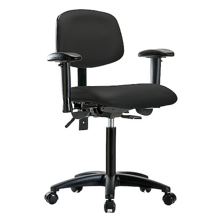 Medium Bench Chair Ergonomic Chair, Adjustable Arms, 21" to 28-1/4" Height, Vinyl, Colonial Blue