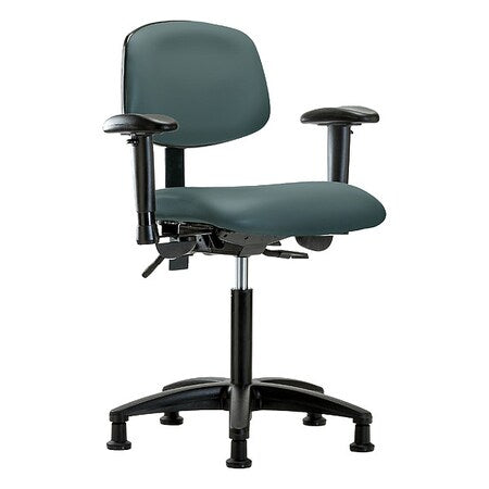 Medium Bench Chair Ergonomic Chair, Adjustable Arms, 21" to 28-1/4" Height, Vinyl, Black