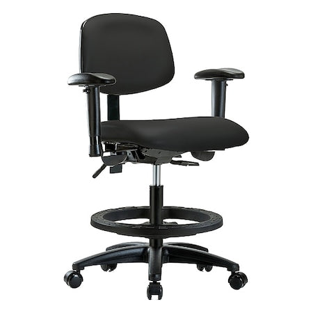 Medium Bench Chair Ergonomic Chair, Adjustable Arms, 21" to 28-1/4" Height, Vinyl, Colonial Blue