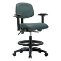 Medium Bench Chair Ergonomic Chair, Adjustable Arms, 21" to 28-1/4" Height, Vinyl, Black