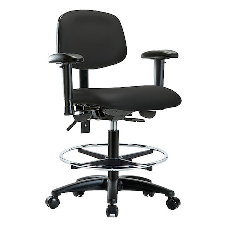 Medium Bench Chair Ergonomic Chair, Adjustable Arms, 21" to 28-1/4" Height, Vinyl, Colonial Blue
