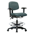 Medium Bench Chair Ergonomic Chair, Adjustable Arms, 21" to 28-1/4" Height, Vinyl, Black