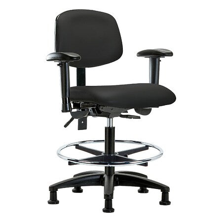 Medium Bench Chair Ergonomic Chair, Adjustable Arms, 21" to 28-1/4" Height, Vinyl, Colonial Blue