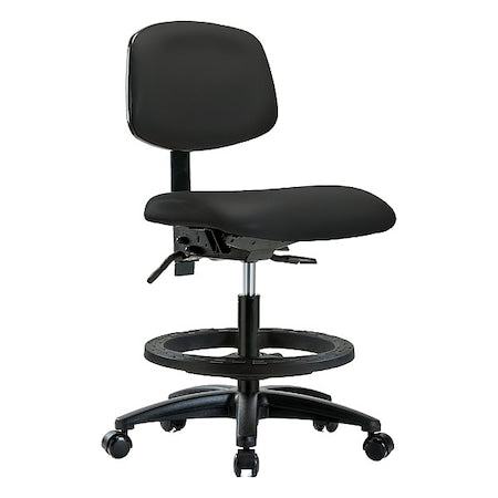 Medium Bench Chair Ergonomic Chair, No Arms, 21" to 28-1/4" Height, Vinyl, Black