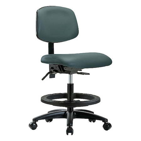 Medium Bench Chair Ergonomic Chair, No Arms, 21" to 28-1/4" Height, Vinyl, Colonial Blue